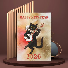 Tarjeta divertida y vintage de feliz año nuevo