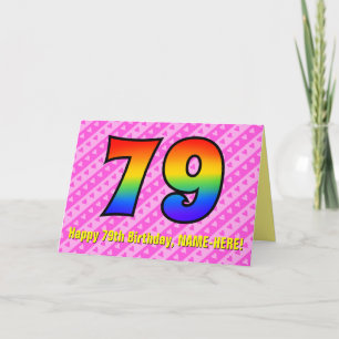Tarjeta Divertidas Rayas Rosas, Corazones, Arcoíris # 79 C