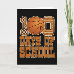 Tarjeta Divertido 100 Días Baloncesto Escuela Niños Deport
