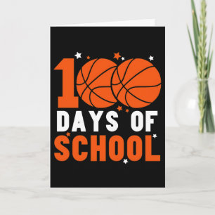 Tarjeta Divertido 100 Días Baloncesto Escuela Niños Deport