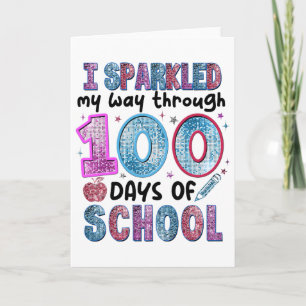 Tarjeta Divertido 100 Días De Escuela Maestro Estudiante N