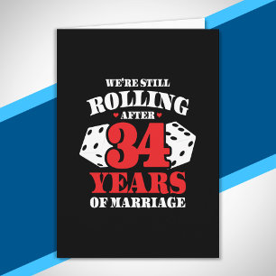 Tarjeta Divertido 34º Aniversario Parejas Casadas 34 Años