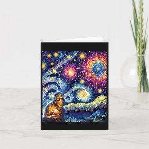 Tarjeta Divertido 4 de julio Bigfoot Noche Fuegos artifici