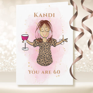 Tarjeta Divertido 60 y Fabuloso Dibujo Animado Étnico Sass