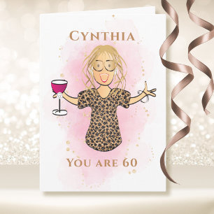 Tarjeta Divertido 60 y Fabuloso Sassy Cumpleaños 60 Cartoo