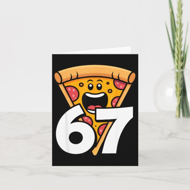 Tarjeta Divertido 67 Meme Seis Siete Humor Comida Zza  (Anverso)