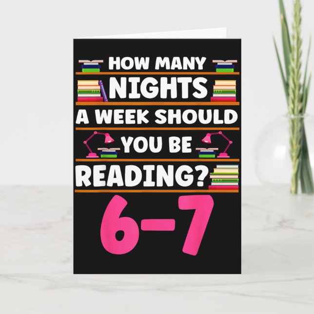 Tarjeta Divertido 6 7 Libro de Meme Amantes de los Libros  (Anverso)