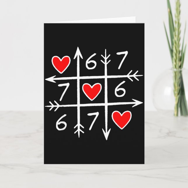 Tarjeta Divertido 6 7 Meme Corazón Gen Alpha Seis Siete 67 (Anverso)
