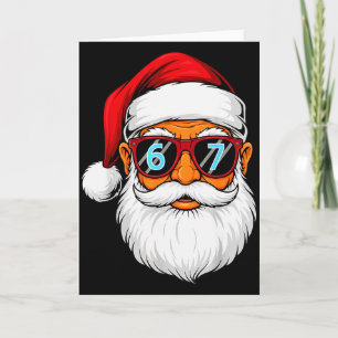 Tarjeta Divertido 6 7 Seis Siete Meme Cara de Santa Navida