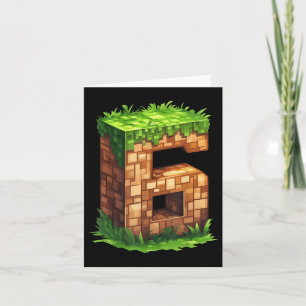 Tarjeta Divertido 6 cumpleaños número 6 video jugador Pixe