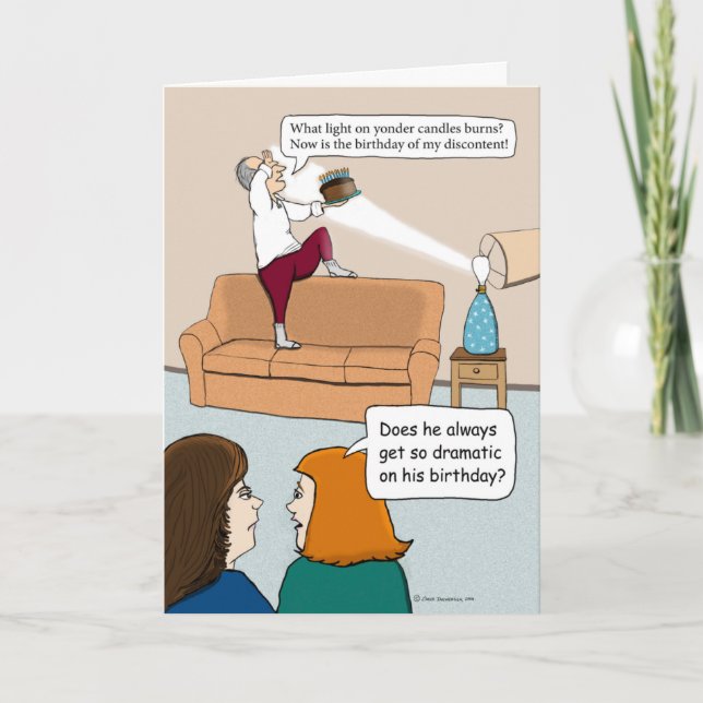 Tarjeta Divertido acto dramático en cumpleaños (Anverso)