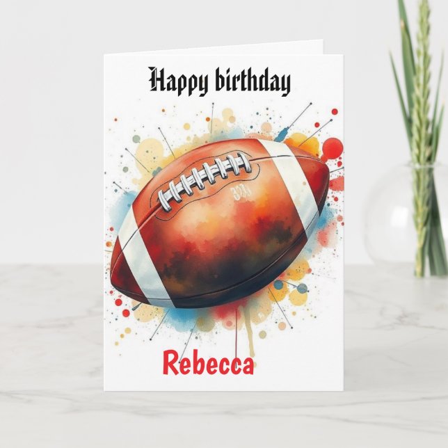 Tarjeta Divertido acuarela de fútbol Splas Birthday Gridir (Anverso)