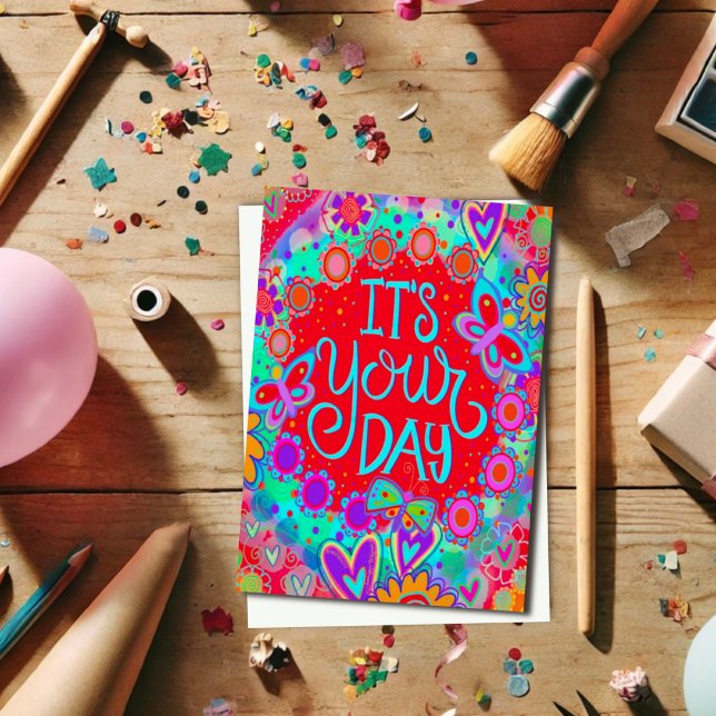 Tarjeta Divertido alegre moda colorida Feliz cumpleaños (Subido por el creador)