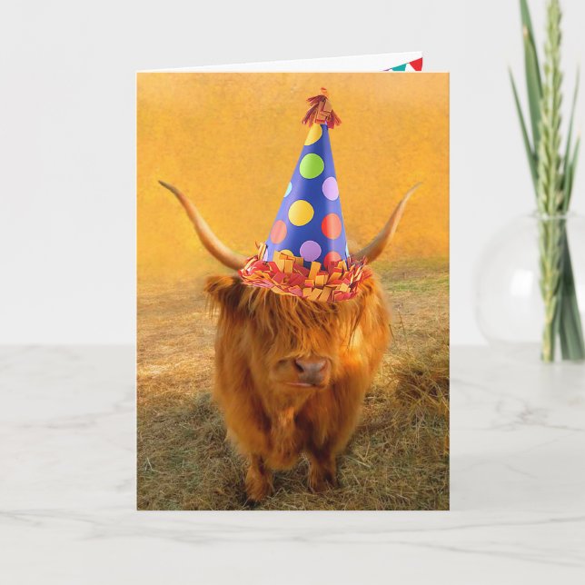Tarjeta Divertido amor por Escocia Highland Steer Cumpleañ (Anverso)