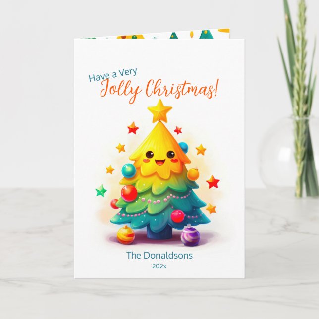 Tarjeta Divertido árbol de Navidad (Anverso)