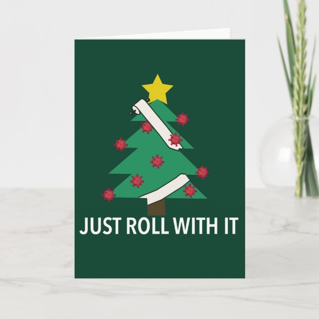 Tarjeta Divertido arbol de Navidad de Covid (Anverso)