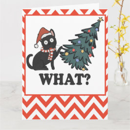 Tarjeta Divertido árbol de navidad de gato negro