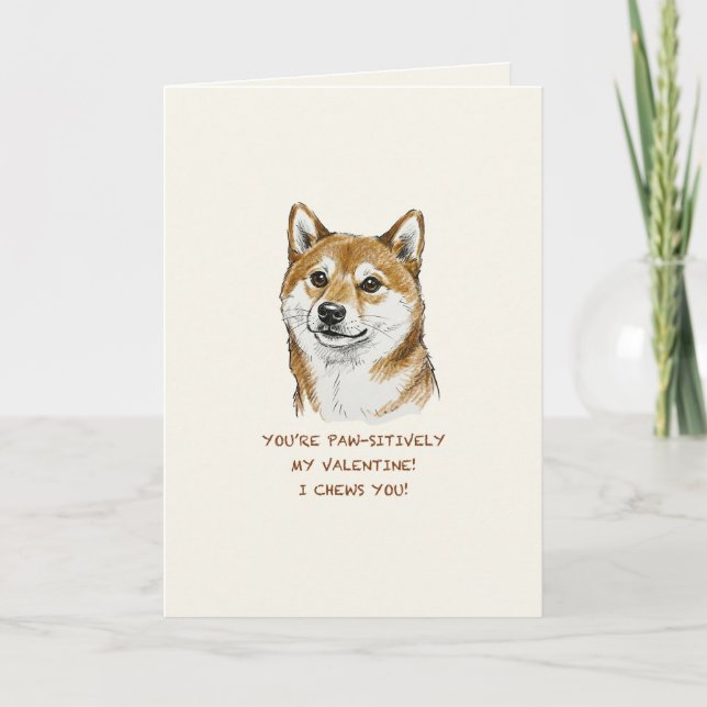 Tarjeta Divertido arte de San Valentín de Shiba Inu "Te Ma (Anverso)