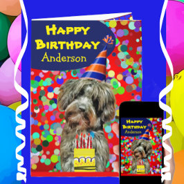 Tarjeta Divertido Aussie Poodle Perro Feliz Cumpleaños Eda