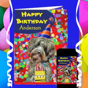 Tarjeta Divertido Aussie Poodle Perro Feliz Cumpleaños Eda