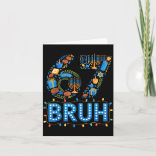 Tarjeta Divertido Bruh 67 Seis Siete Meme Luces de Hanukka