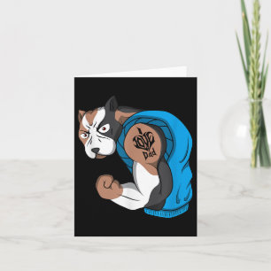 Tarjeta Divertido Bulldog de pozo me encanta papá Tattoo M