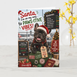 Tarjeta Divertido Bulldog Francés Navidad Viaje Patas-itiv