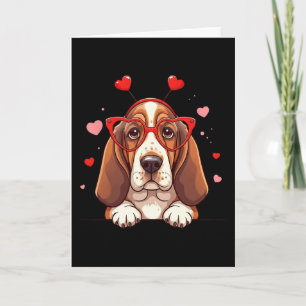 Tarjeta Divertido Bysset Hound Headbynd Corazón San Valent