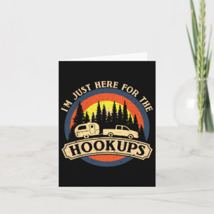 Tarjeta Divertido Camping Aquí Para El Camper De Rv Hookup