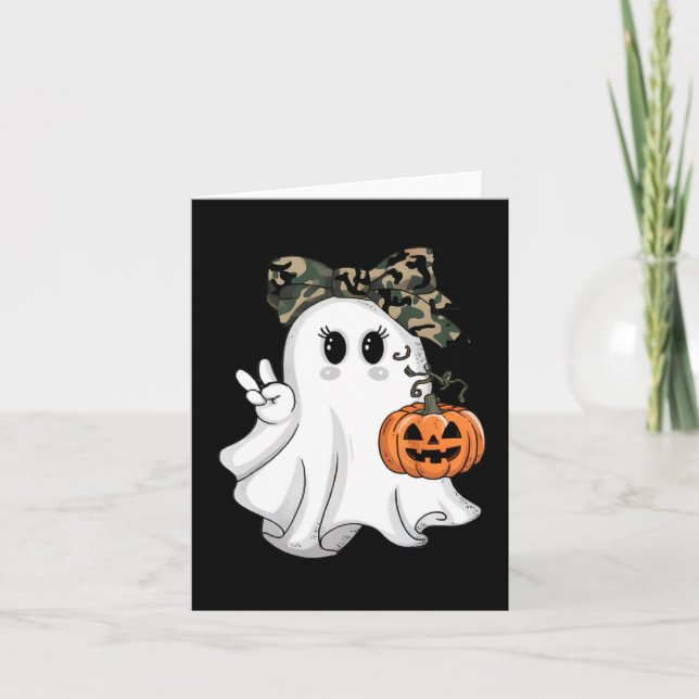 Tarjeta Divertido camuflaje de Halloween Camo Ghost Hello  (Anverso)