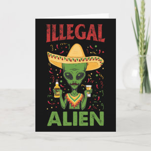 Tarjeta Divertido Cinco De Mayo Alien Ilegal Bebiendo