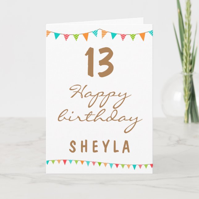 Tarjeta Divertido colorido banderas de Bunting Niños Fiest (Anverso)