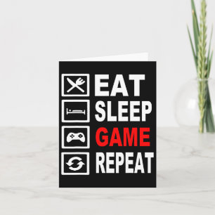 Tarjeta Divertido Come Duerme Juego Repite Para Amantes De