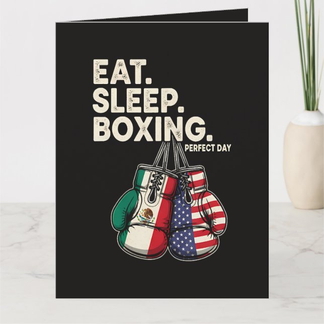 Tarjeta Divertido Comer Dormir Repetir Boxeo (Anverso)