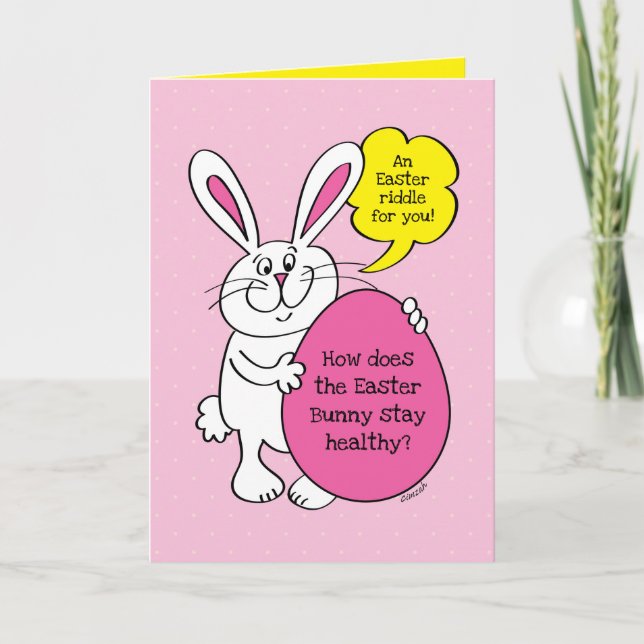 Tarjeta Divertido Conejo De Pascua Para Niños (Anverso)