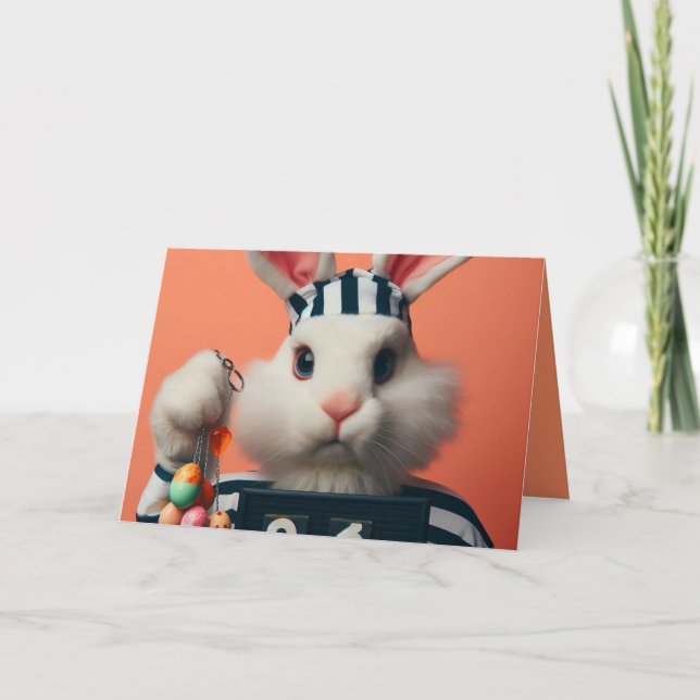 Tarjeta Divertido conejo feliz Pascua (Anverso)