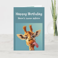 Divertido consejo de cumpleaños jirafa pegando len