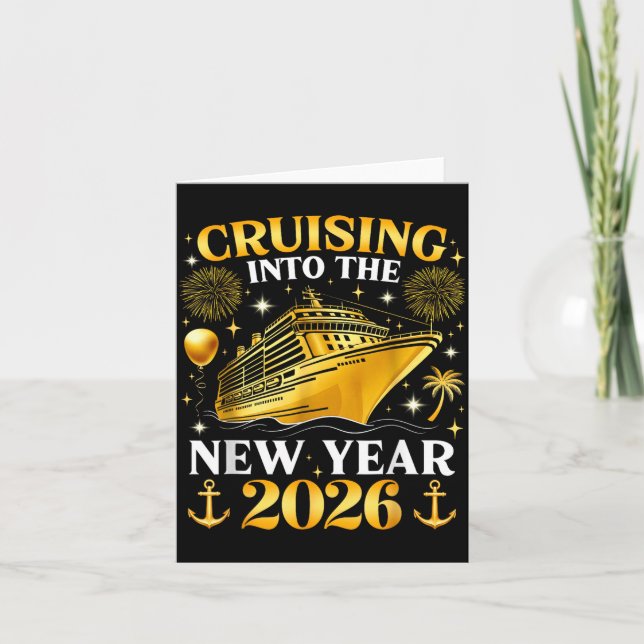 Tarjeta Divertido Crucero Entrando En 2026 Año Nuevo Famil (Anverso)