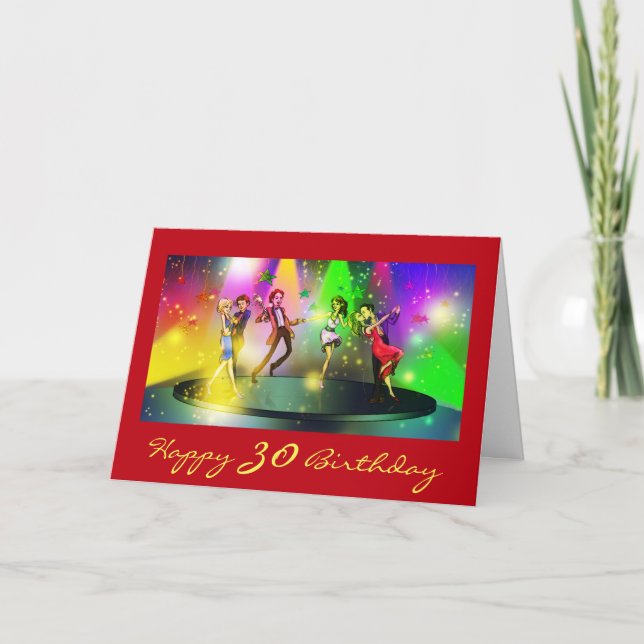 Tarjeta Divertido Cumpleaños 30, Fiesta de Baile, Baile de (Anverso)