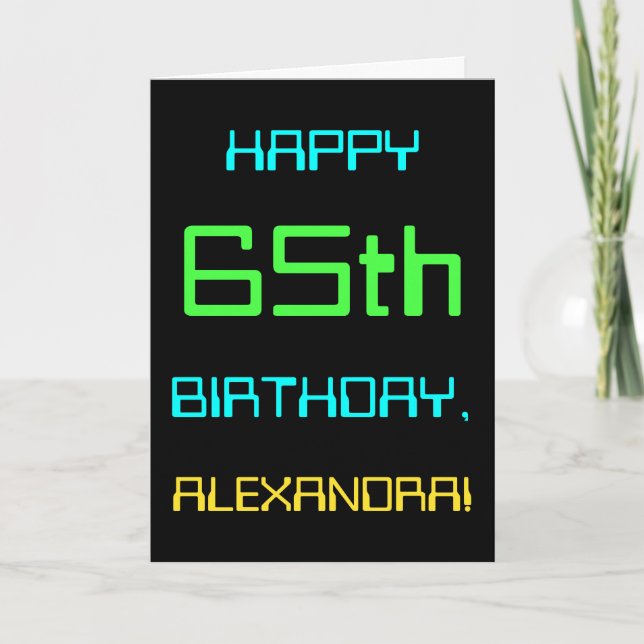 Tarjeta Divertido Cumpleaños 65 Tema de Computación Digita (Anverso)