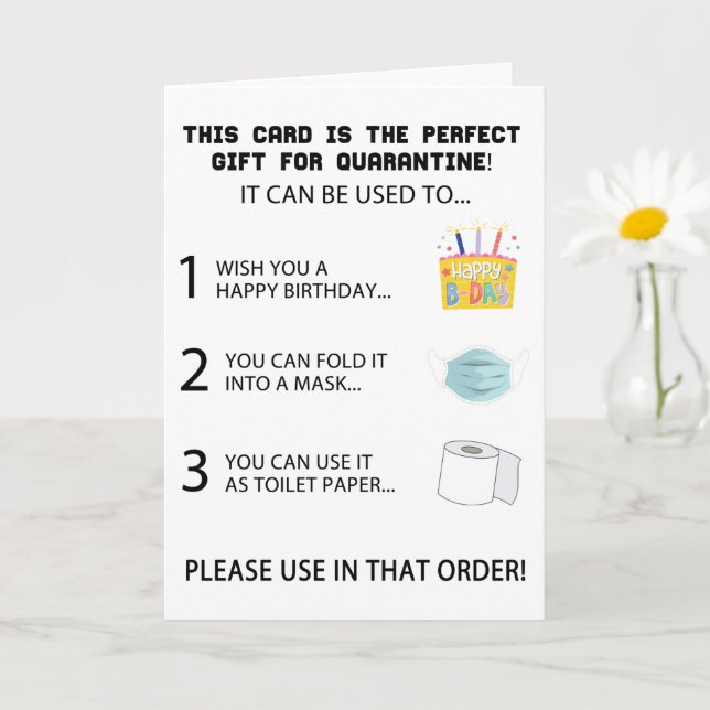 Tarjeta Divertido cumpleaños de cuarentena (Planta pequeña)