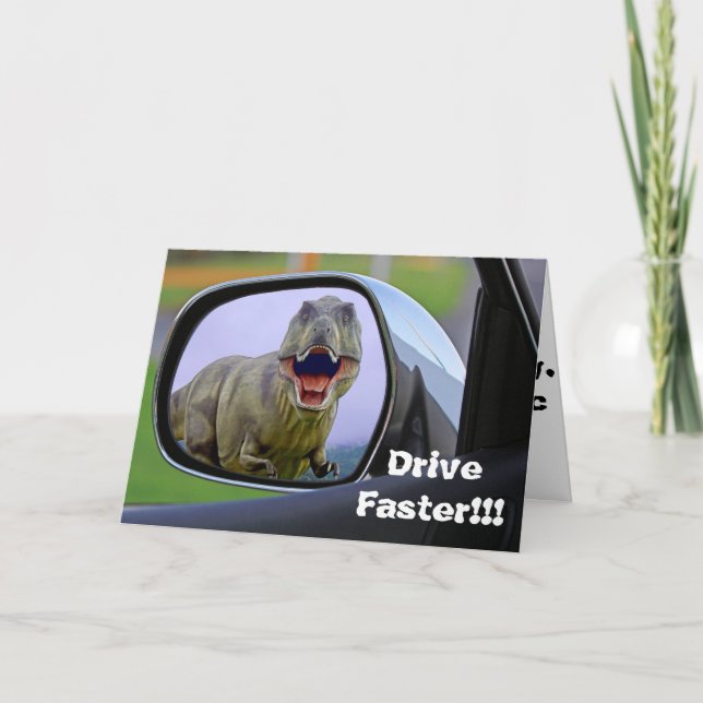 Tarjeta Divertido cumpleaños de Dinosaurio Envejecido (Anverso)