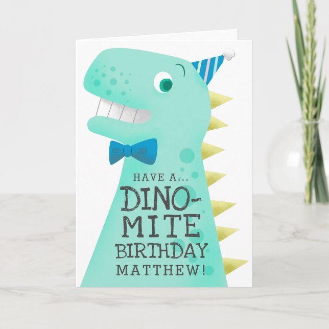 Tarjeta Divertido cumpleaños de dinosaurios (Anverso)