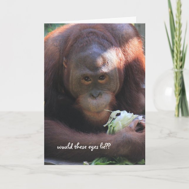 Tarjeta Divertido cumpleaños de Orangutan, Over Hill (Anverso)