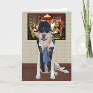 Tarjeta Divertido cumpleaños de perro/laboratorio a un hom