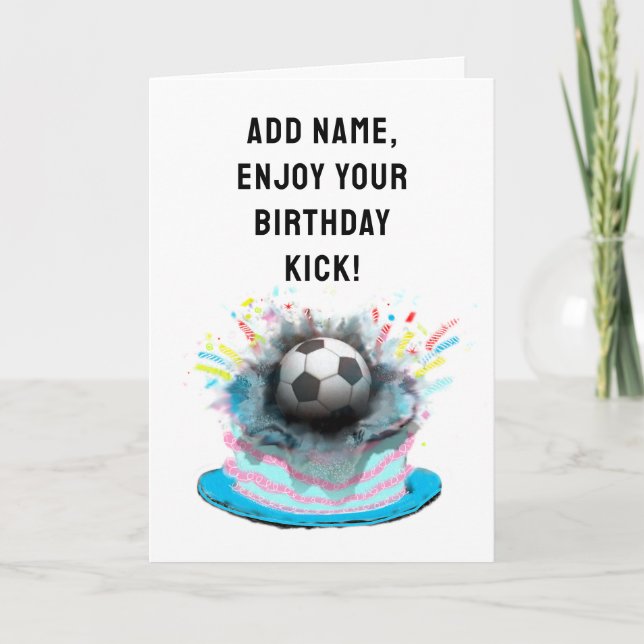 Tarjeta Divertido cumpleaños del fútbol (Anverso)