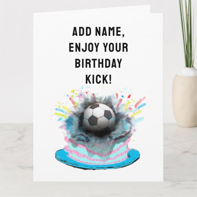 Tarjeta Divertido cumpleaños del fútbol (Anverso)