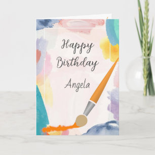 Tarjeta Divertido Cumpleaños Feliz Artista Pintor Artesano