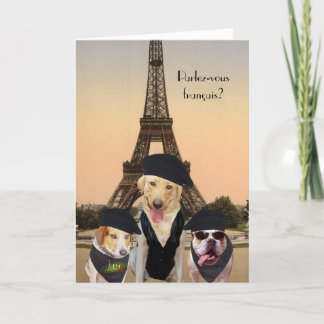 Tarjeta Divertido cumpleaños francés de perros