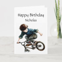 Divertido Cumpleaños Nombre Personalizado Biciclet